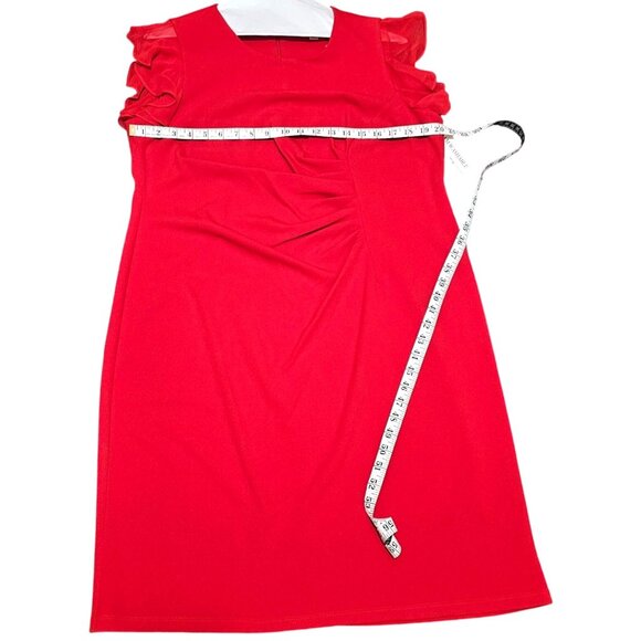 Shelby & Palmer Women's Red Ruffle Sleeve Draped Dress 16W - Picture 8 of 9
